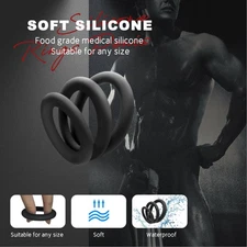 Cock Penis Ring 3 Pack Stretchy Harder Lasting Erection Silicone Sex Toy for Men