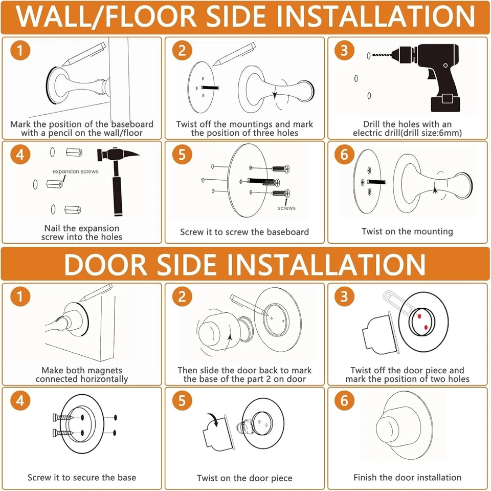 Compartir Tapón de puerta magnético - Paquete de 2 - Tapones de puerta de acero inoxidable para parte inferior Foto 4 de 4