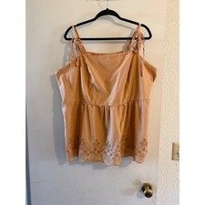 Lane Bryant Mujer Cami Top Tostado Ojales Encaje Corbata Hombro Peplum Talla 22 Granola