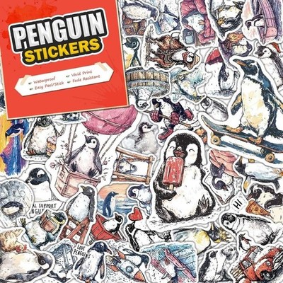 100 Pack Penguin Stickers, Penguin Graphic Picture Decal for Laptop, Phone, V