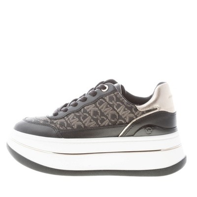 MICHAEL KORS damen schuhe schwarz gewebe Hayes sneaker mit gold Empire logo