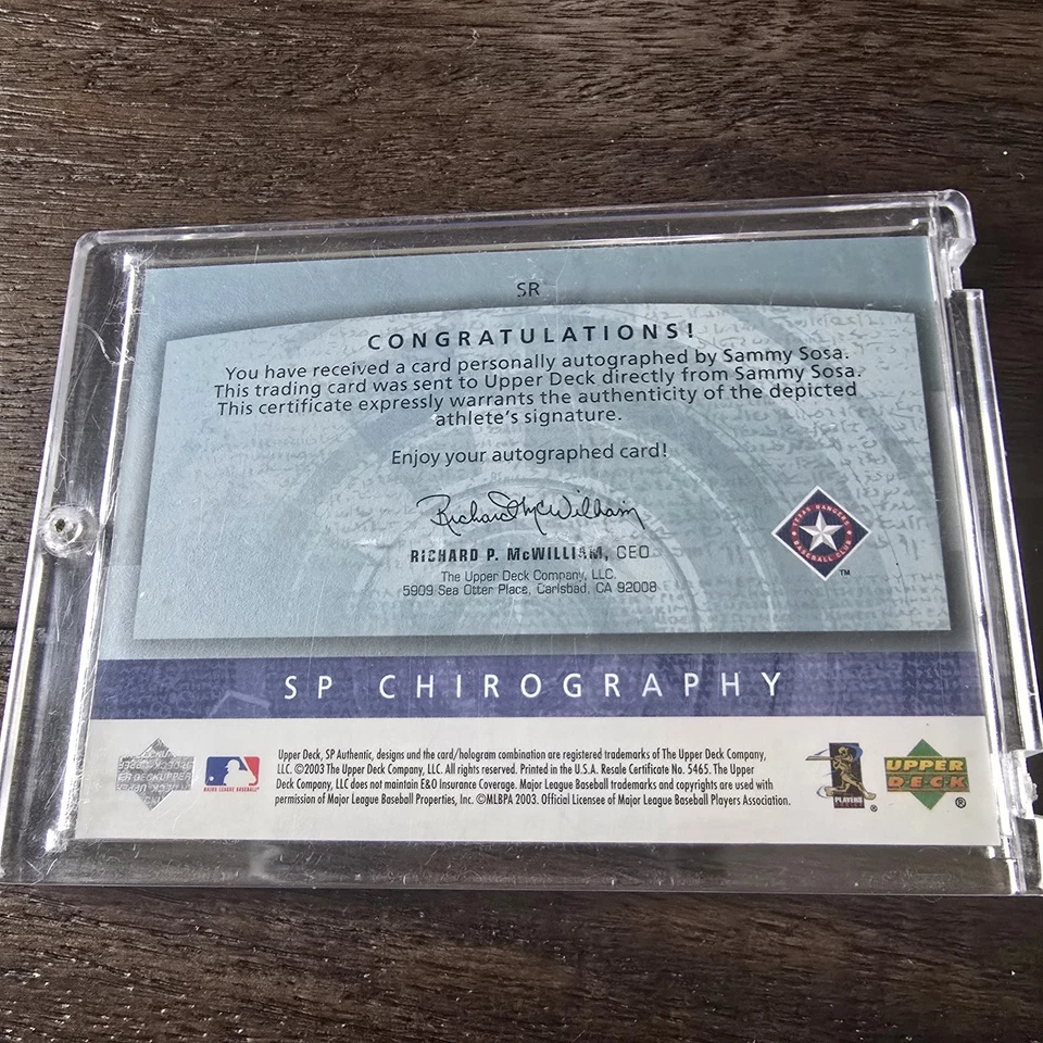 Auténtico SP 2003 - Quirografía Sammy Sosa #SR 065/245 (AU) firmado automático Foto 3 de 3
