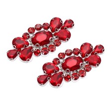 2Pcs Rhinestone Crystal Applique, Iron on Patch Sewing Applique, Red