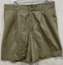 Vintage Lee Women's Pleated Khaki Chino Shorts Size 32 Classic Casual