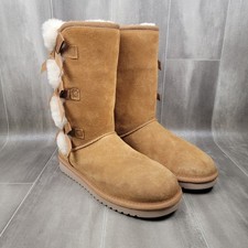 Koolaburra by Ugg Brown Suede Tall Boots Women's 9 Chestnut Faux Fur Lined