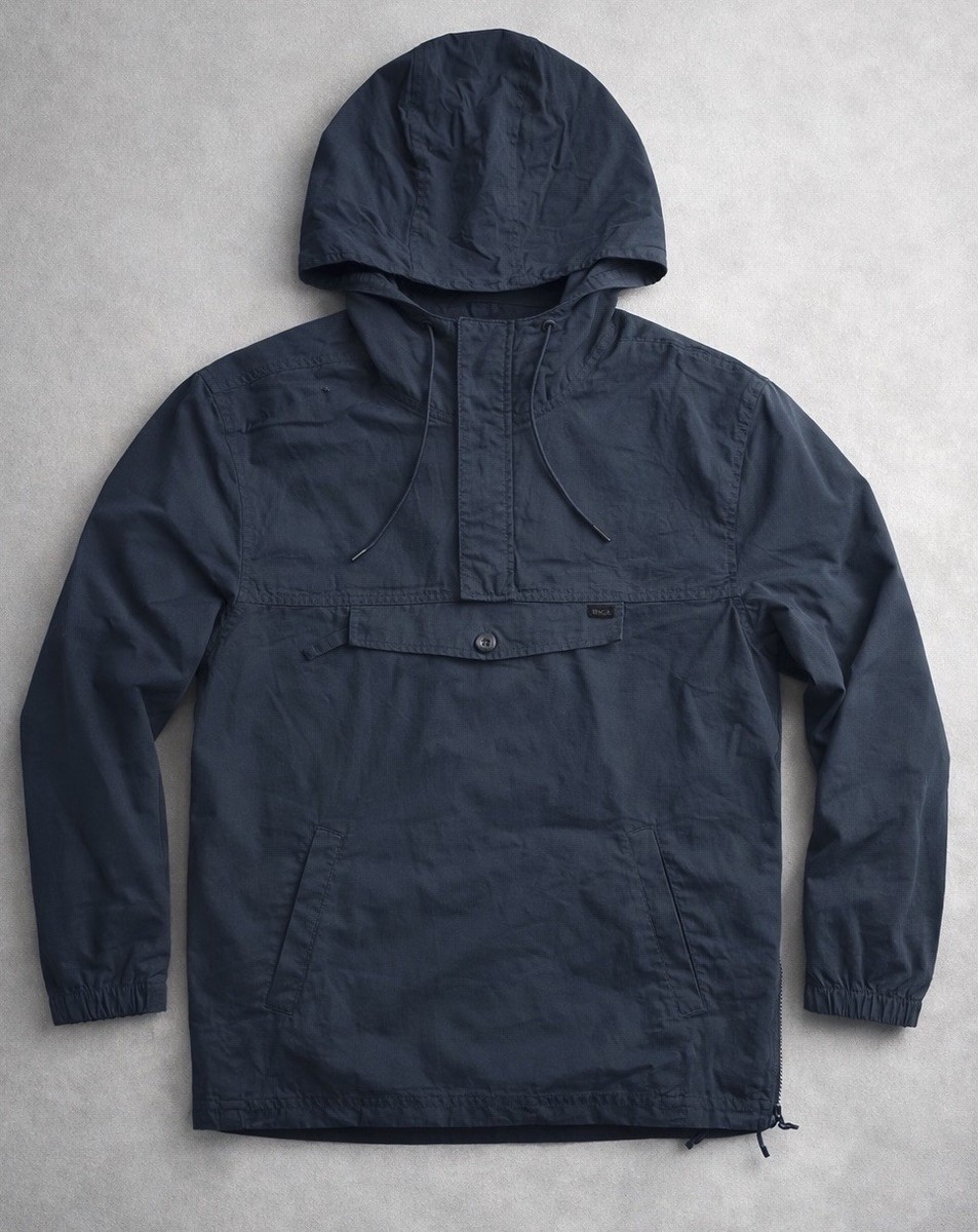 RVCA On Point Anorak Pullover Hooded Mens M 1/4 Zip Windbreaker 