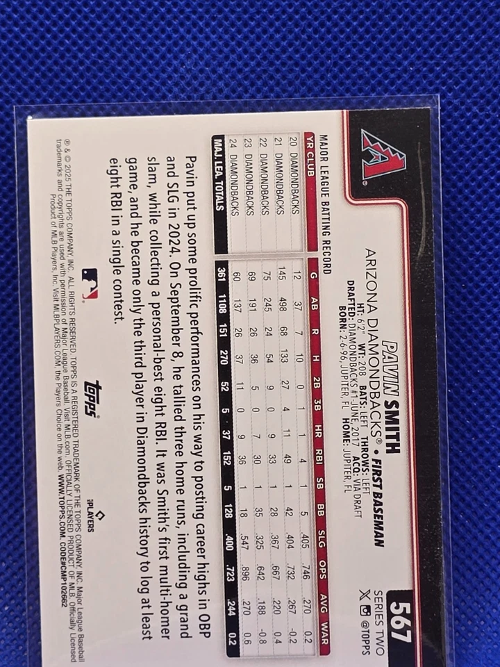 2025 Topps Series 2 - Pavin Smith #567 - Image 2 of 2