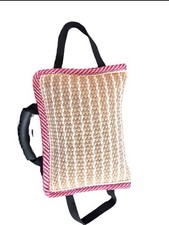 Dog Jute Bite Pillow, Durable Biting Pad with 3 Strong Handles Tug of  War