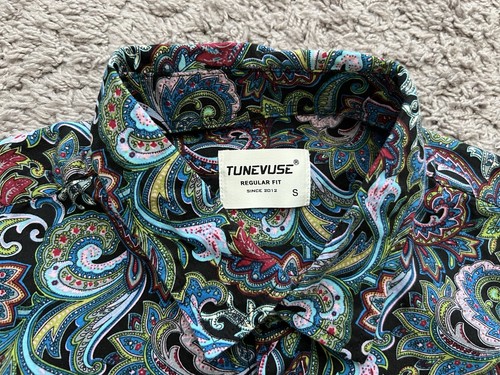 TUNEVUSE BUTTON DOWN SHIRT REGULAR FIT PAISLEY COLORFUL Men's Size Small - Picture 3 of 20