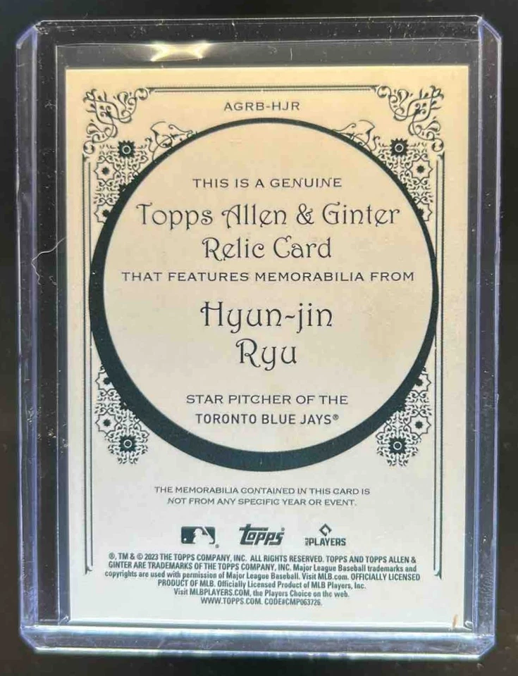 2023 Allen & Ginter Hyun-jin Ryu Full Size Relics Jersey #AGRB-HJR - Image 2 of 2