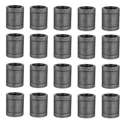 1/2'' Pipe Fitting Coupling, Home TZH 20 Pack Malleable Iron 1/2 Inch, Gray 