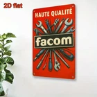 2D Flat, Tin Metal Signs Home Décor 8x12 French Sign, Vintage "FACOM Tools" Iron