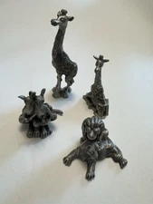 HUDSON PEWTER  RETIRED Giraffe, Lions and Kangaroo pairs Noah's Ark