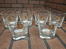 Johnnie Walker Whiskey Glasses SET OF 6 Gold Embossed Glass vintage