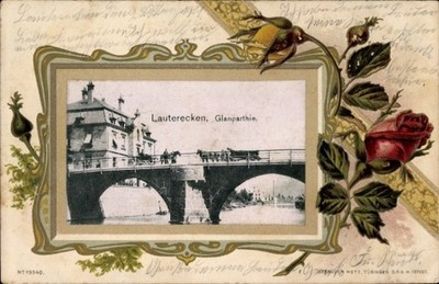 Präge Passepartout Ak Lauterecken in der Pfalz, Glan, Brücke - 11173343