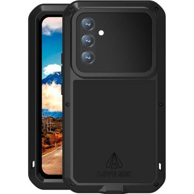 Handyhülle mit Glas für Galaxy A34 5G Love Mei Case Cover Futeral Tasche Schwarz
