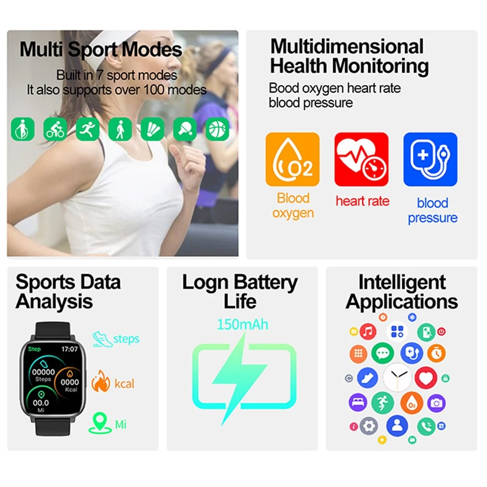 🔥2025 Smart Watch For Men/Women Waterproof Smartwatch Bluetooth i*Phone Samsung - Image 3 of 4