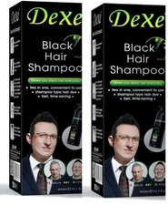 2 Pack Hair Dye Shampoo Dexe for Men  Women 3 in 1 -Black