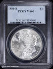 1881-S $1 Morgan Silver Dollar PCGS MS 66