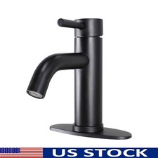 Single Handle Bathroom Faucet Push Pop-up Matte Black Low Flow Easy Install New