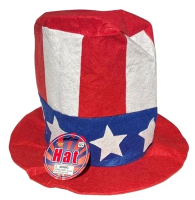Uncle Sam Stove Pipe Hat 10 Inch Tall Felt Patriotic Halloween - Image 1 of 2