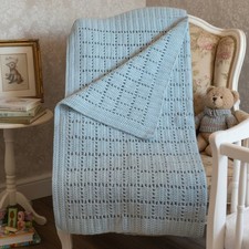 Handmade Crochet Baby Blanket, Pastel Bluish Gray, Soft