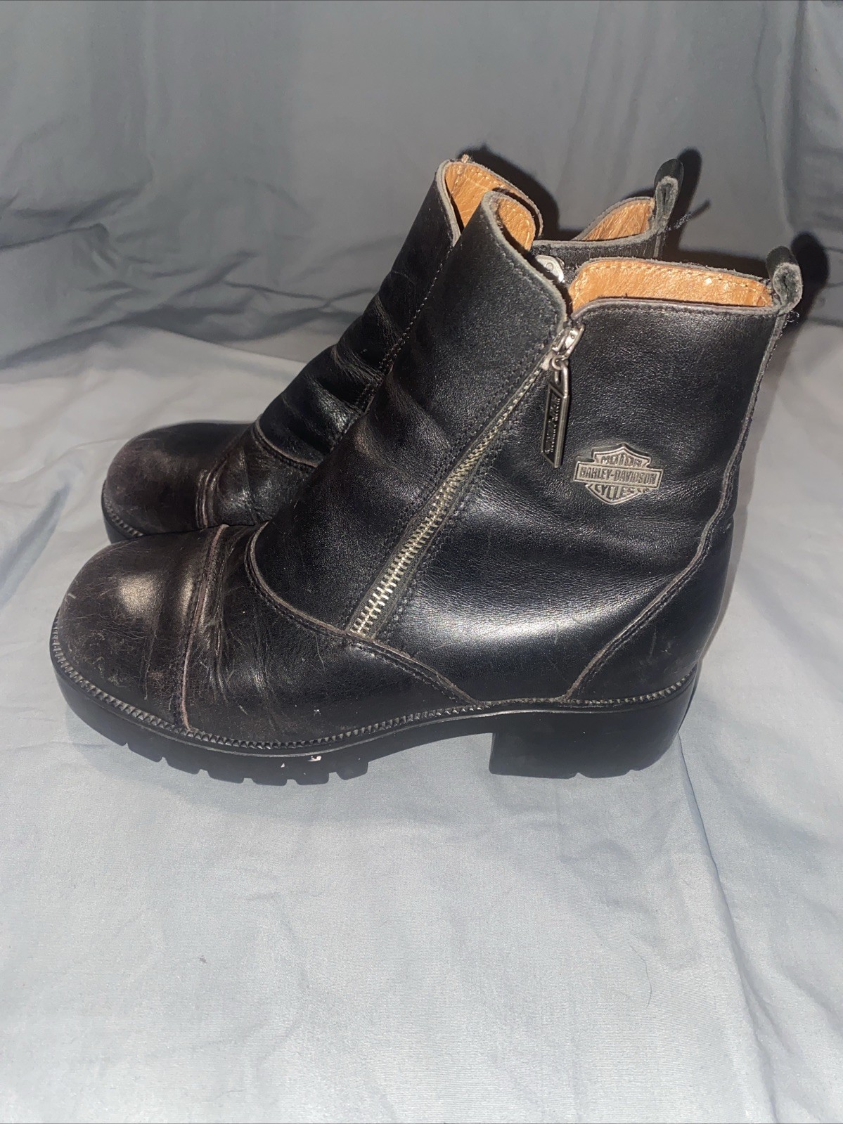 Harley Amherst Short Motorcycle Boots Black Leather Women's Sz 6.5