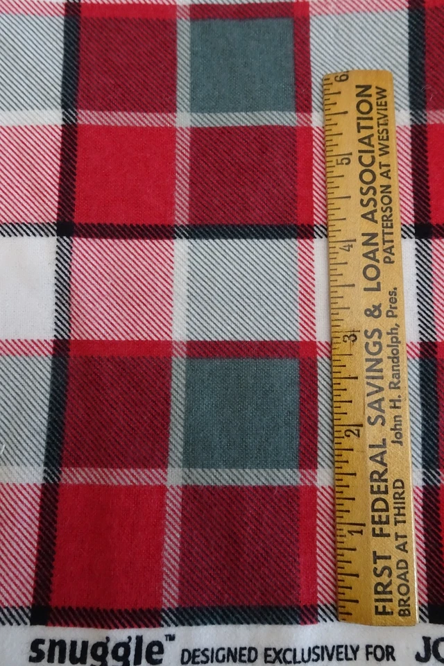 Cotton Flannel Fabric 1 yd 14" x 42" Red Grey White Plaid Check SNUGGLE Jo-Ann - Image 4 of 4