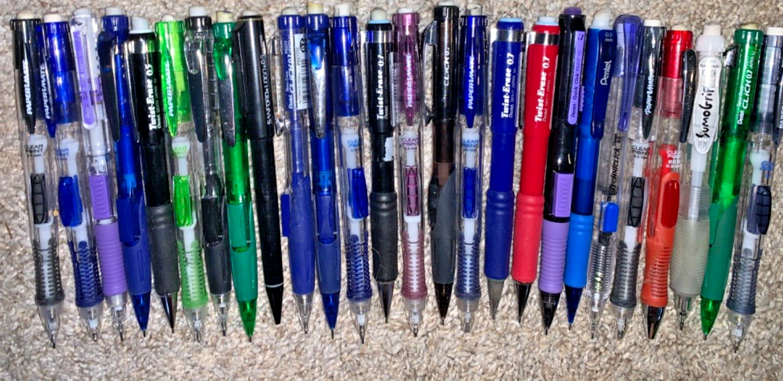 Collectibles,Pencils,Mechanical,Lot,26,0.5,0.7mm,Pentel,PaperMate,Click,Twist-image