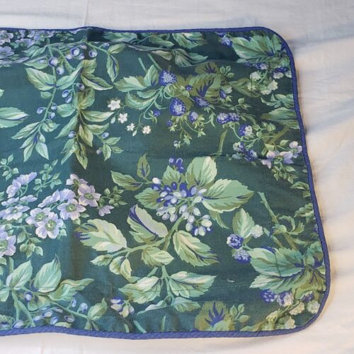 Vintage Bramble Berry Laura Ashley Throw Pillow Cover Floral Green Blue 15 X 12 - Picture 3 of 12