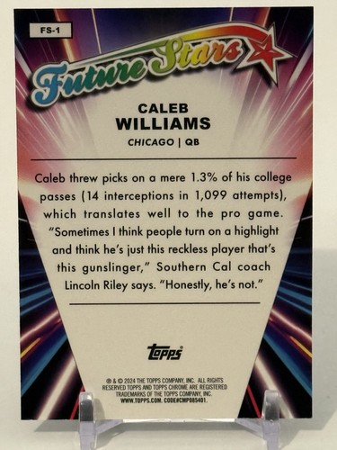 2024 Topps Chrome Future Stars X-Fractor #FS1 Caleb Williams RC - Picture 6 of 6