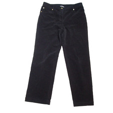 St. John Womens Black Corduroy Straight Leg Pants Sz 10 stretch