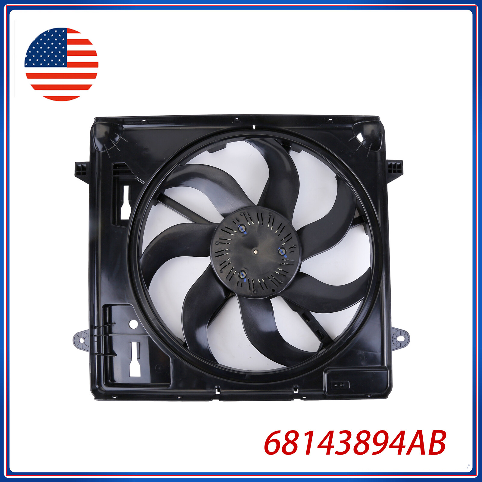 Radiator Cooling Fan Assembly w/ Brushless Motor For Jeep 2012-17 Wrangler 3.6L
