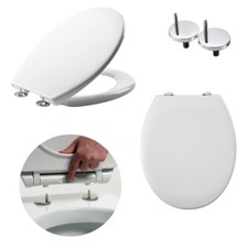 Alliance Luxury Round Soft Close Toilet Seat Top Fix Plastic Hinges Heavy Duty