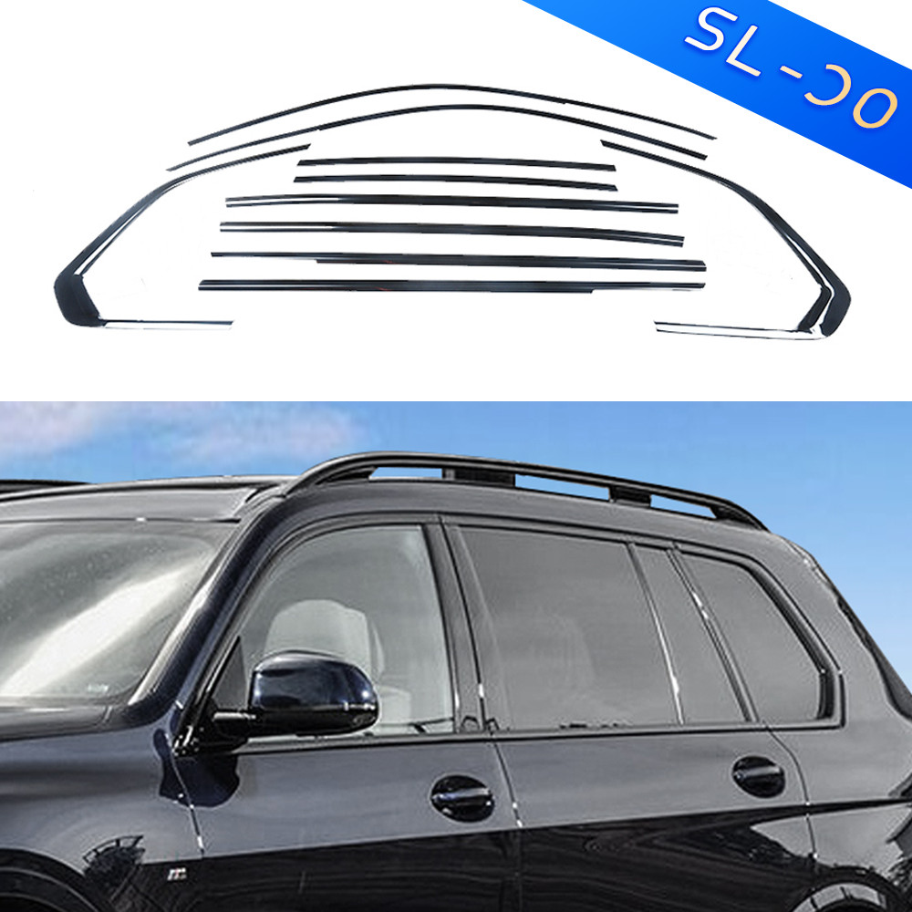For BMW X7 2019-2025 Black steel Car Window frame Strip Cover Trim Decor 10pcs