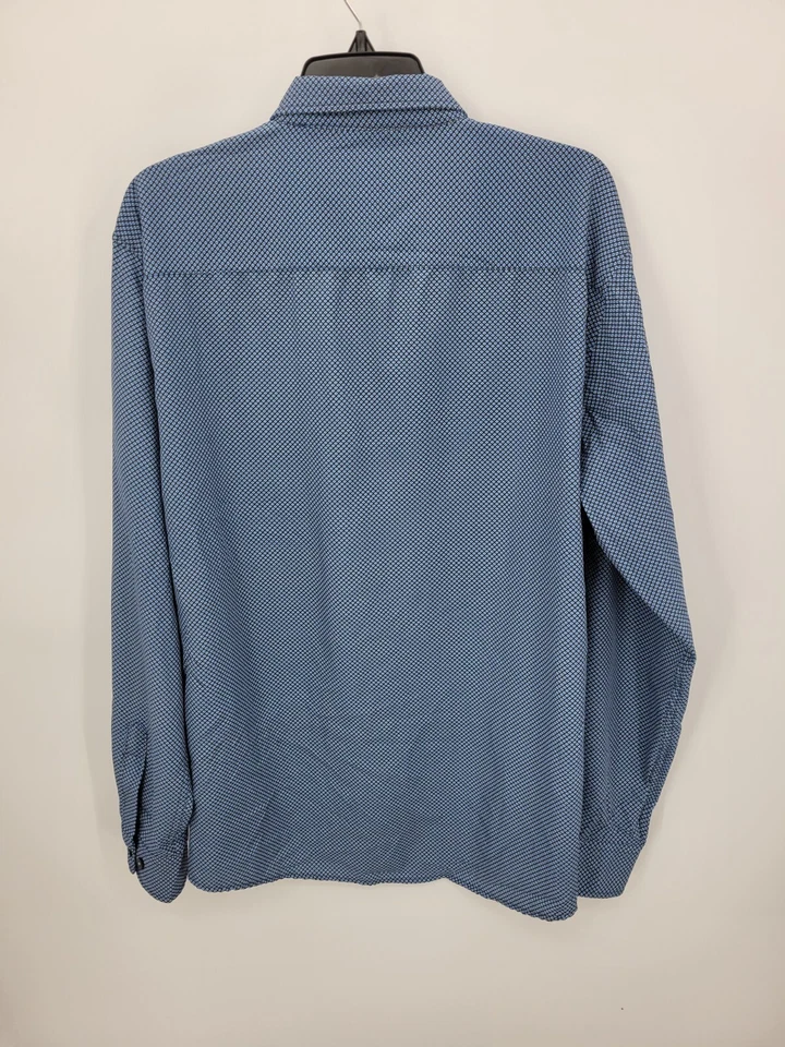 Camisa Michael Brandon Para Hombre XL Estampado Azul Rendimiento Elastizada Manga Larga Preppy Foto 2 de 4