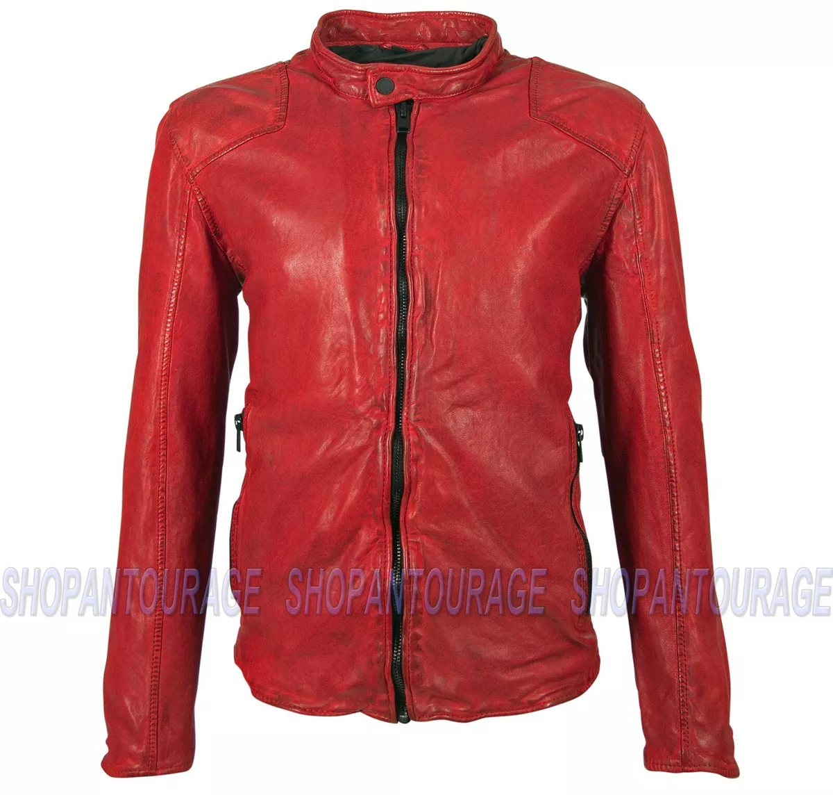 Mauritius Aram Red 100% New Premium Genuine Lambskin Leather Jacket For Men