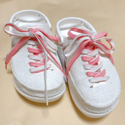 white platform crocs