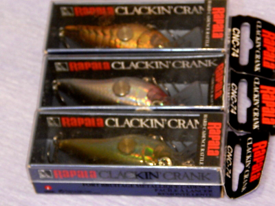 3-lot Rapala Clackin Crank CNC-74 mix-color 18g/7cm diving 1.2m