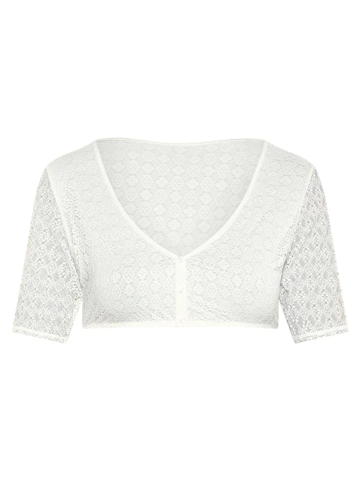 Susa Dirndlbluse Halbarm Wiesn-Zauber 5575 Gr. 32-48 in Weiss und Ivory - Bild 3 von 3