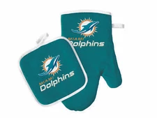 Miami Dolphins NFL Oven Mitt & Potholder Set Great for indoor and outdoor use
