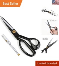 Ergonomic 9-Inch Fabric Cutting Scissors with Bonus Measuring Tape for Precision