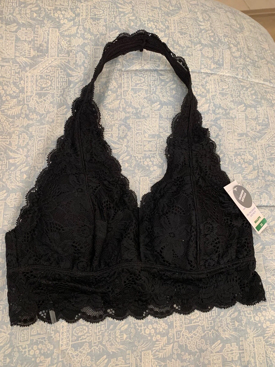 Justice Girls Lace Padded Halter Bralette Bra BLACK teen girls New with  Tags 32