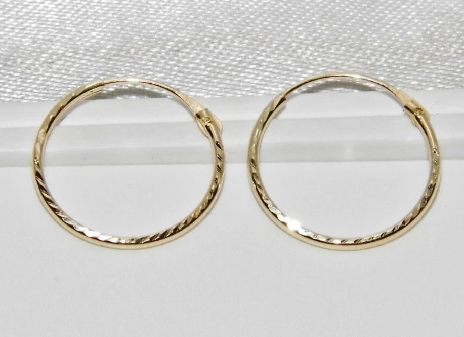 9ct gold hinged best sale diamond cut sleeper earrings