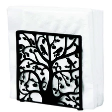 Black Metal Tabletop Napkin Holder Rack for Kitchen, Counter Tissue Dispenser