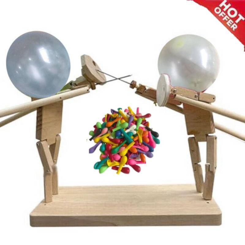 Balloon Bamboo Man Battle -2024 New Handmade Wooden Fencing Puppets Family  Game*