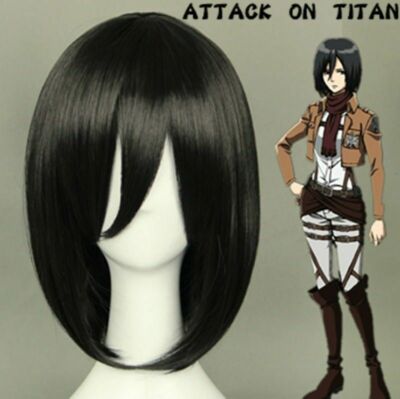 Attack On Titan Mikasa Ackerman Short Black Straight Cosplay Wig Gift Wigs Cap Ebay