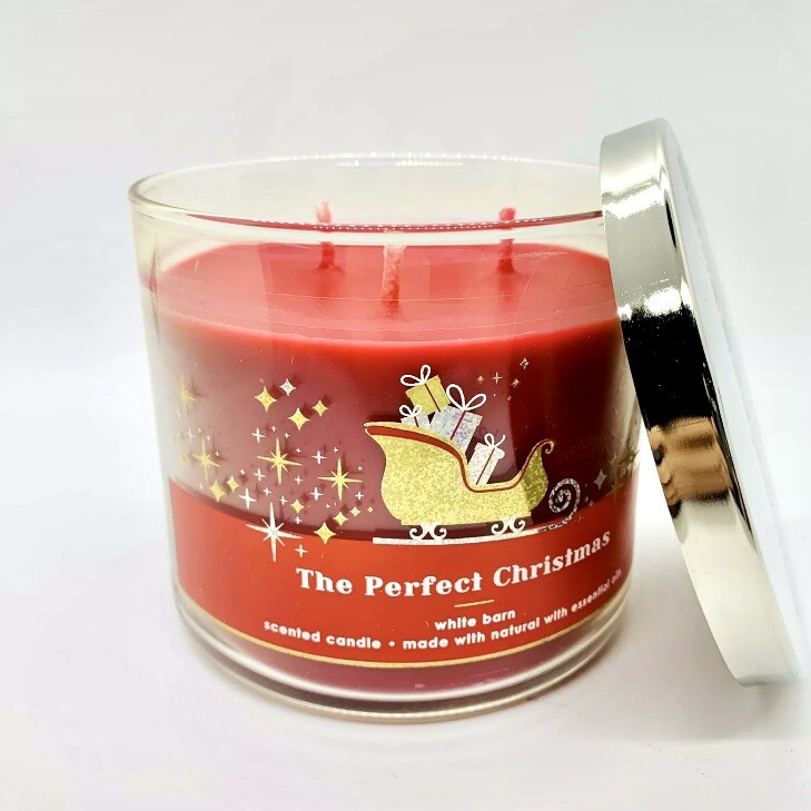 BATH BODY WORKS WHITE BARN THE PERFECT CHRISTMAS 3-WICK LARGE