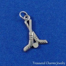 Silver HOCKEY STICKS AND PUCK CHARM PENDANT