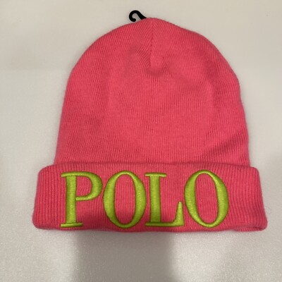 Ralph Lauren Polo Ski Hat Skull Cap Beanie Cuff Men OSFA Pink